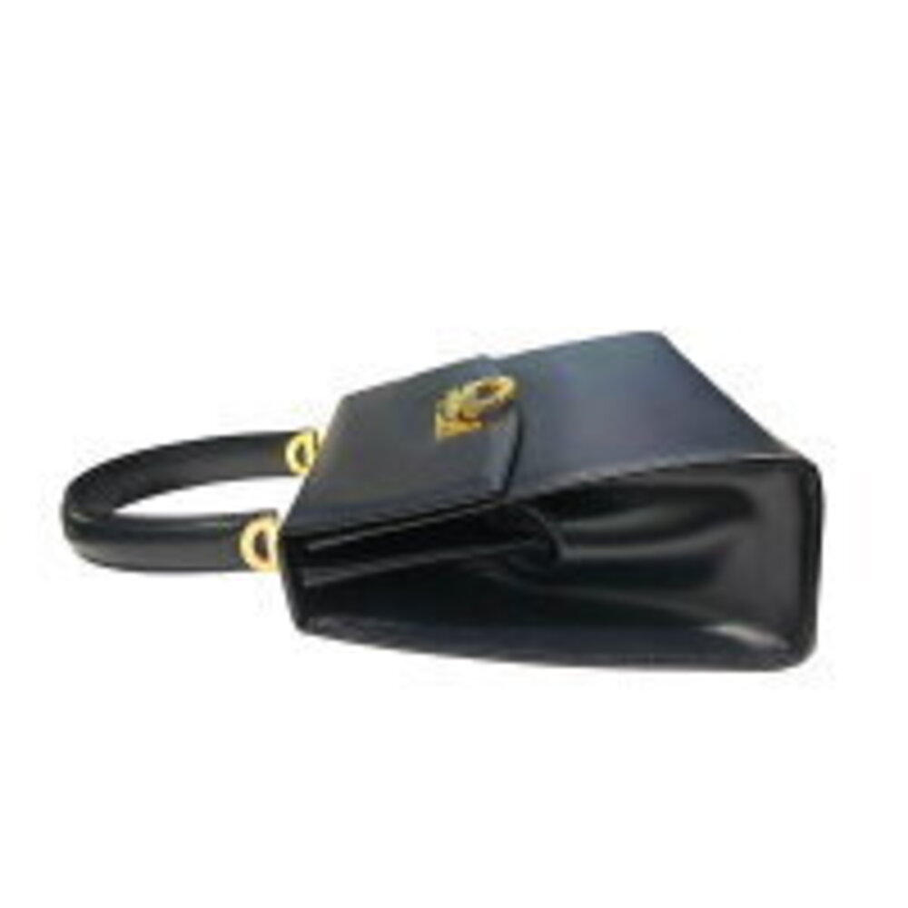 Celine Handbag Logo Gancini Shoulder Bag Black Calfskin Leather HO - Picture 3 of 9